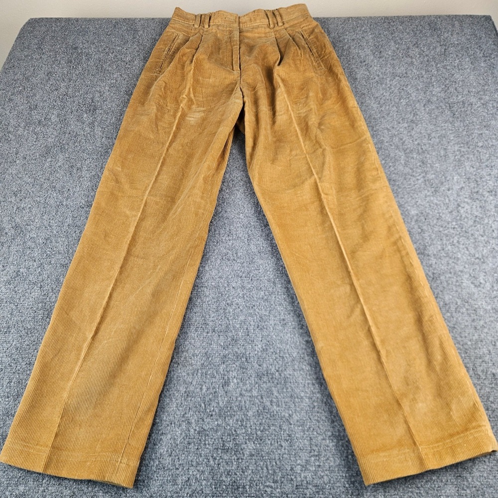 Rafaella Womens Mustard Tan Corduroy Pleated Wide Leg Pants Size 10 High Rise